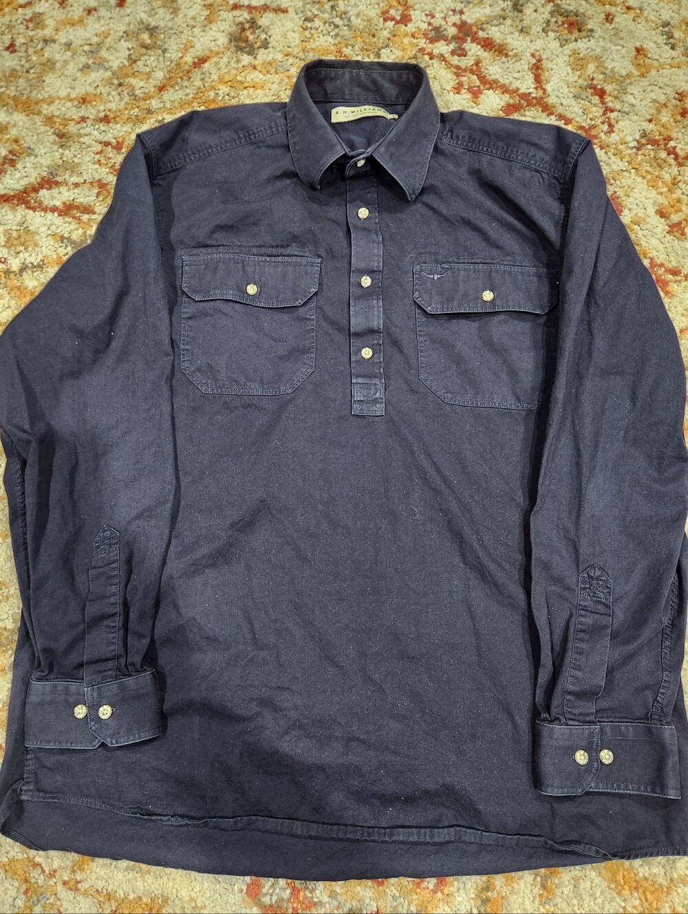 RM Williams Cowboy Half Button Shirt XL